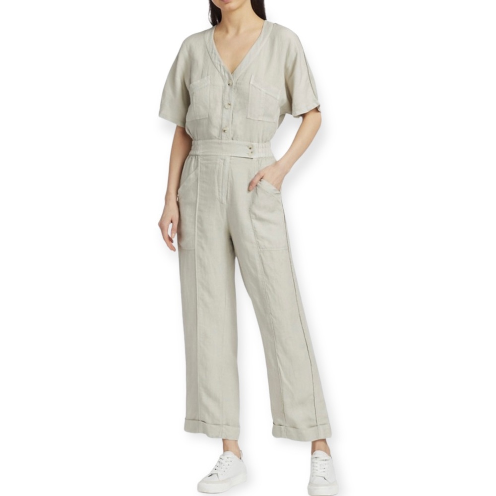 Joe's Jeans Women’s Linen Blend Utility Jumpsuit Beach Sand Size Small